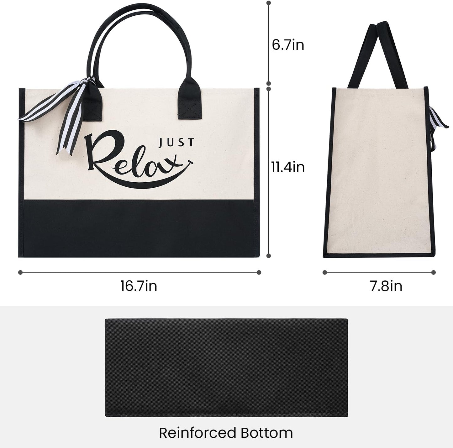 BAGAIL Initial Tote Bag, Personalized Birthday Gifts for Women, Teacher, Friends, Mom, Wedding, Monogrammed Beach Bag