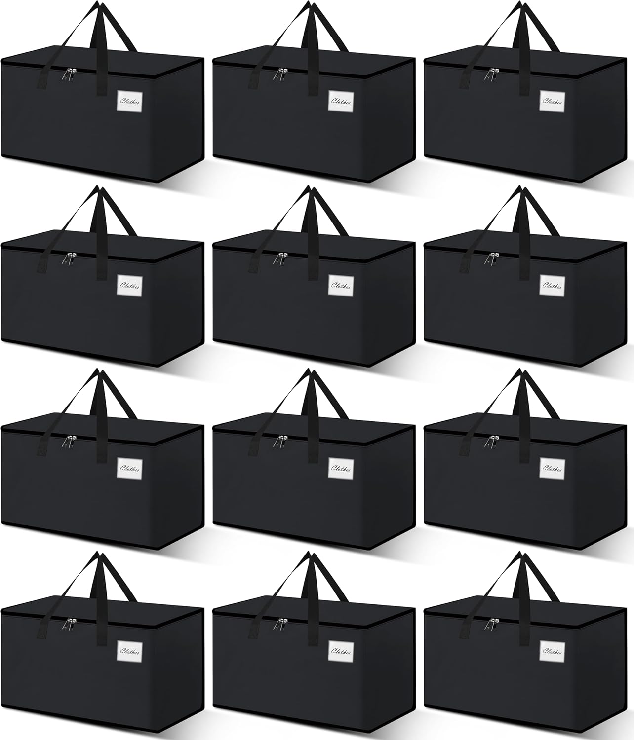 Heavy Duty Moving Bags - Extra Large Packing Bags and Storage Totes, Collapsible and Foldable Option for Moving and Storage, Black, 93 L - 12 Pack