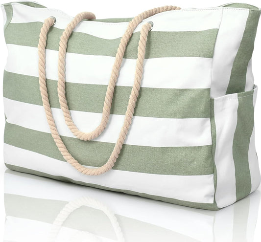 Becokan Beach Bags for Women Large Waterproof Beach Tote Bag Zipper Beach Bags Waterproof Sandproof Swim Pool Bag Large Tote