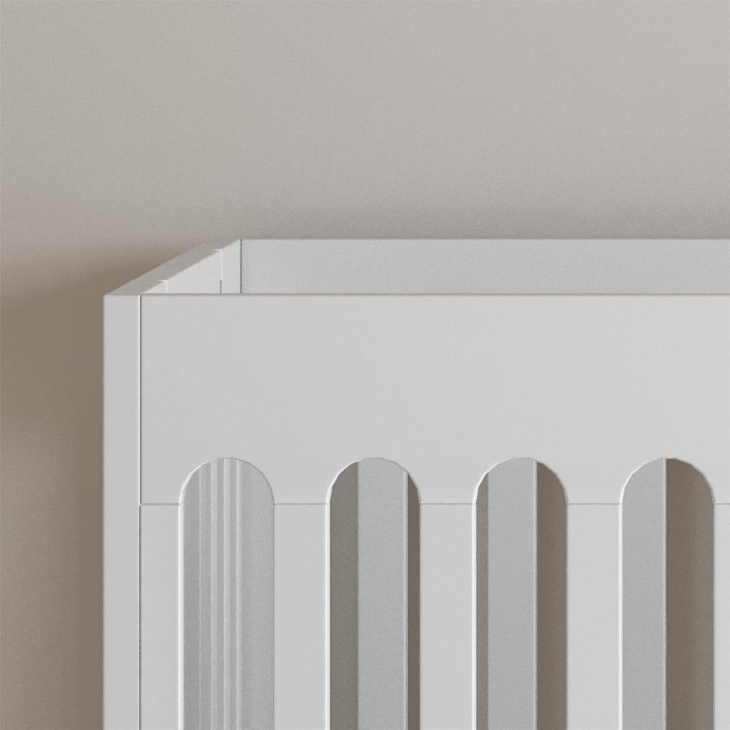 Foundations Boutique Folding Mini Baby Crib - Compact, Portable, Wooden Hotel Crib, Foldable Mini Crib for Baby & Toddlers - Includes 3" Foam Mattress, White