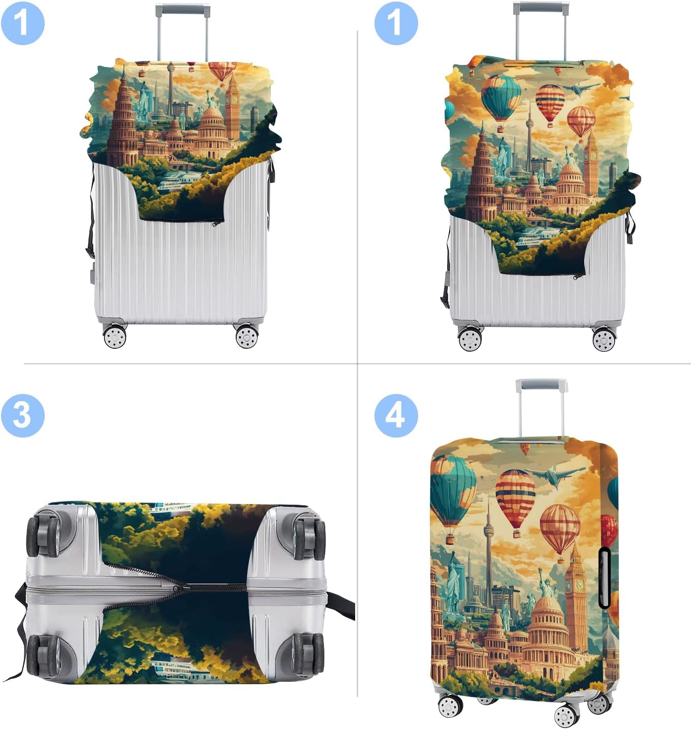 Luggage Cover Washable Suitcase Protector Anti-scratch Suitcase cover Fits 20-34 Inch Luggage (Balloon, S(20-22inch suitcase))