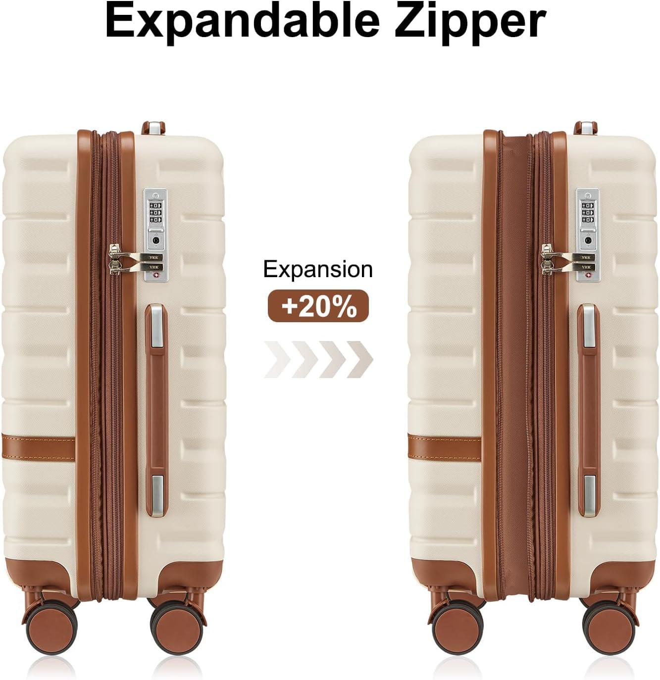 Luggage Sets 4 Piece with TSA Lock Hardside PC+ABS Carry On expandable Suitcase with Spinner Wheels Lightweight Rolling Travel Luggage Sets with YKK Zippers(Gray, 4 Piece Sets(14/20/DB/TB))