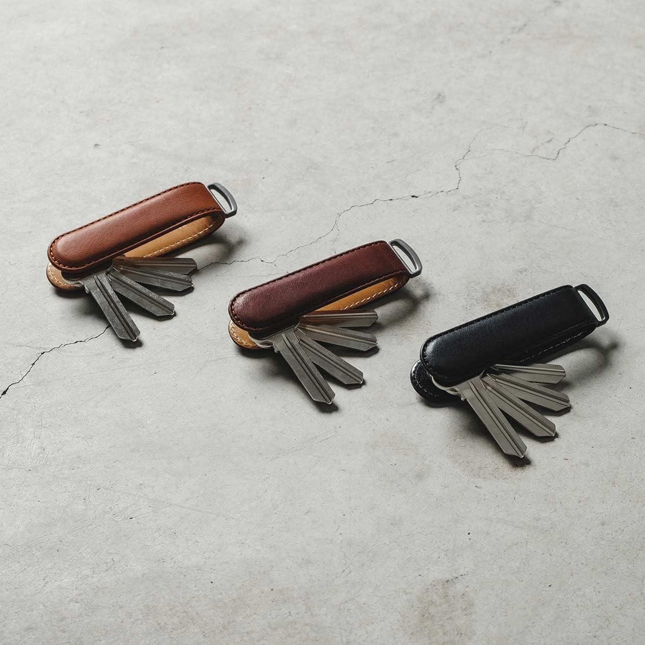 Jibbon Italian Premium Leather Key Organizer - Stylish Key Holder with Marine Grade 316 Stainless Steel, Compact EDC Keychain