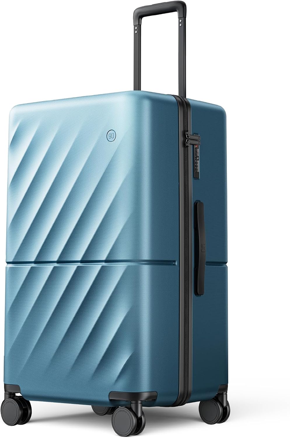 NINETYGO Trunk Luggage 26 Inch, Medium Checked Luggage with Double Spinner Wheels, Anti-Burst Zipper, Hard Case PC Suitcase, Lightweight Travel Luggage, TSA Approved (Topaz Blue, Hudson)