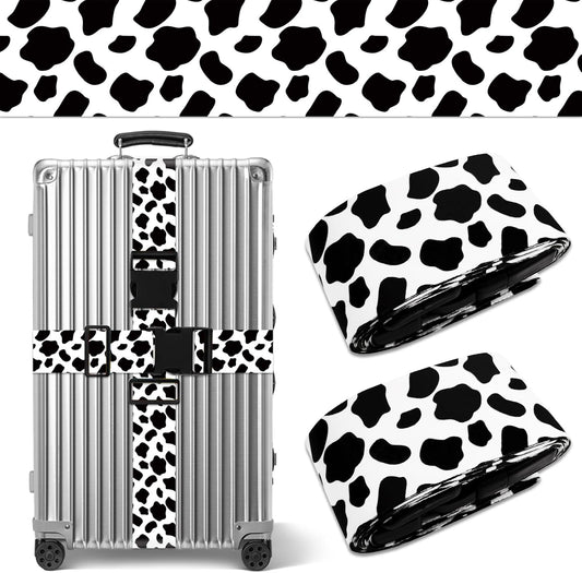 Cow Print Luggage Straps for Suitcases TSA Approved, Luggage Identifiers for Suitcase, Adjustable Suitcase Strap for Baggage Security with Cute Patten, Travel Necessary Accessories