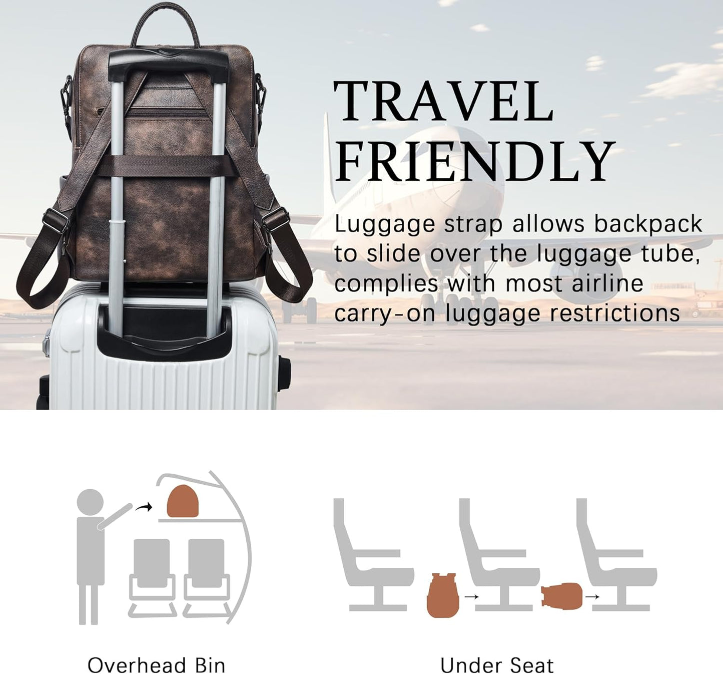 Shrrie Vegan Leather Laptop Backpack for Women 15.6 inch Work Backpack Fashion Travel Backpack Purse for Travel College Work