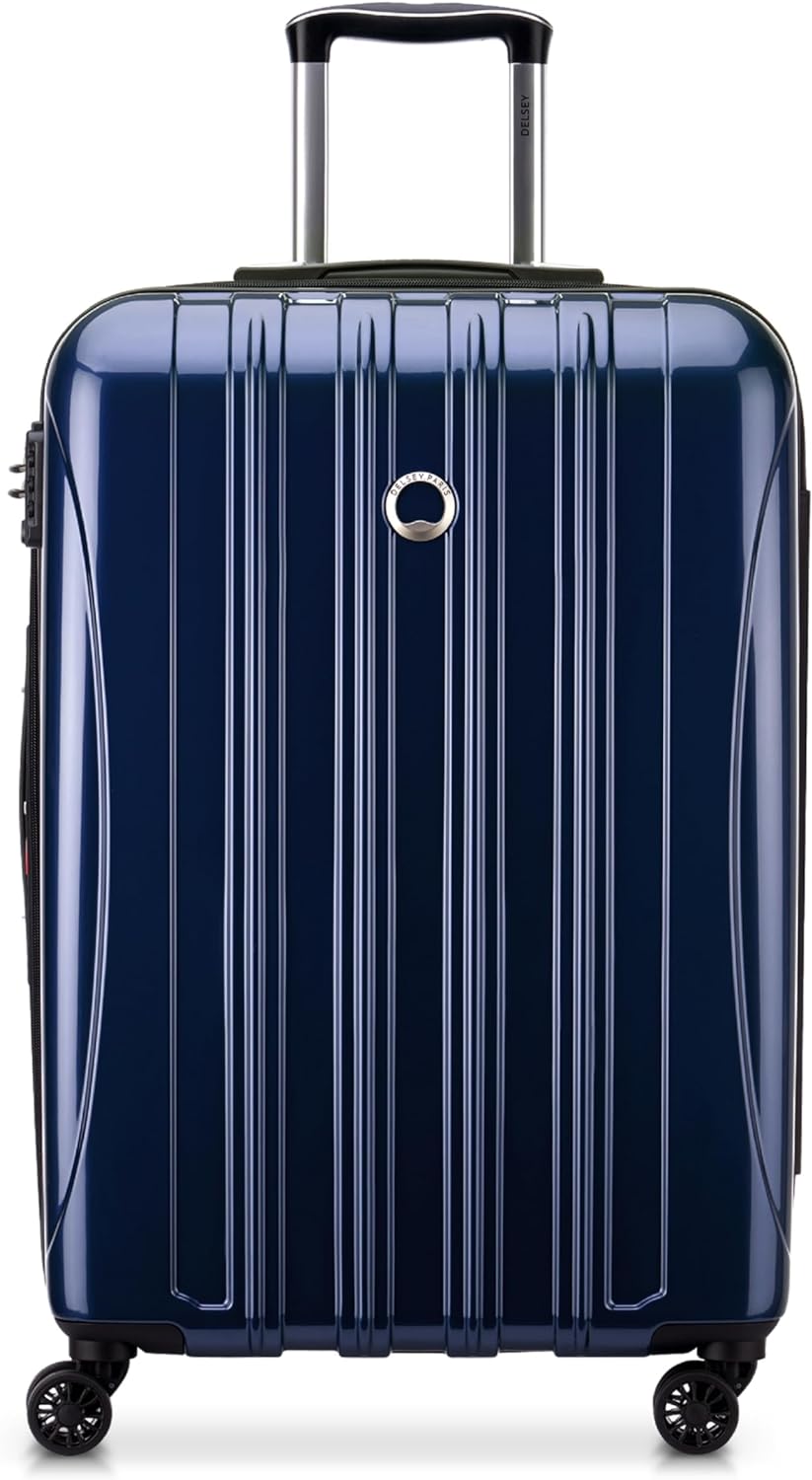 DELSEY PARIS Helium Aero Hardside Expandable Luggage with Spinner Wheels, Blue Cobalt, Checked-Medium 24 Inch