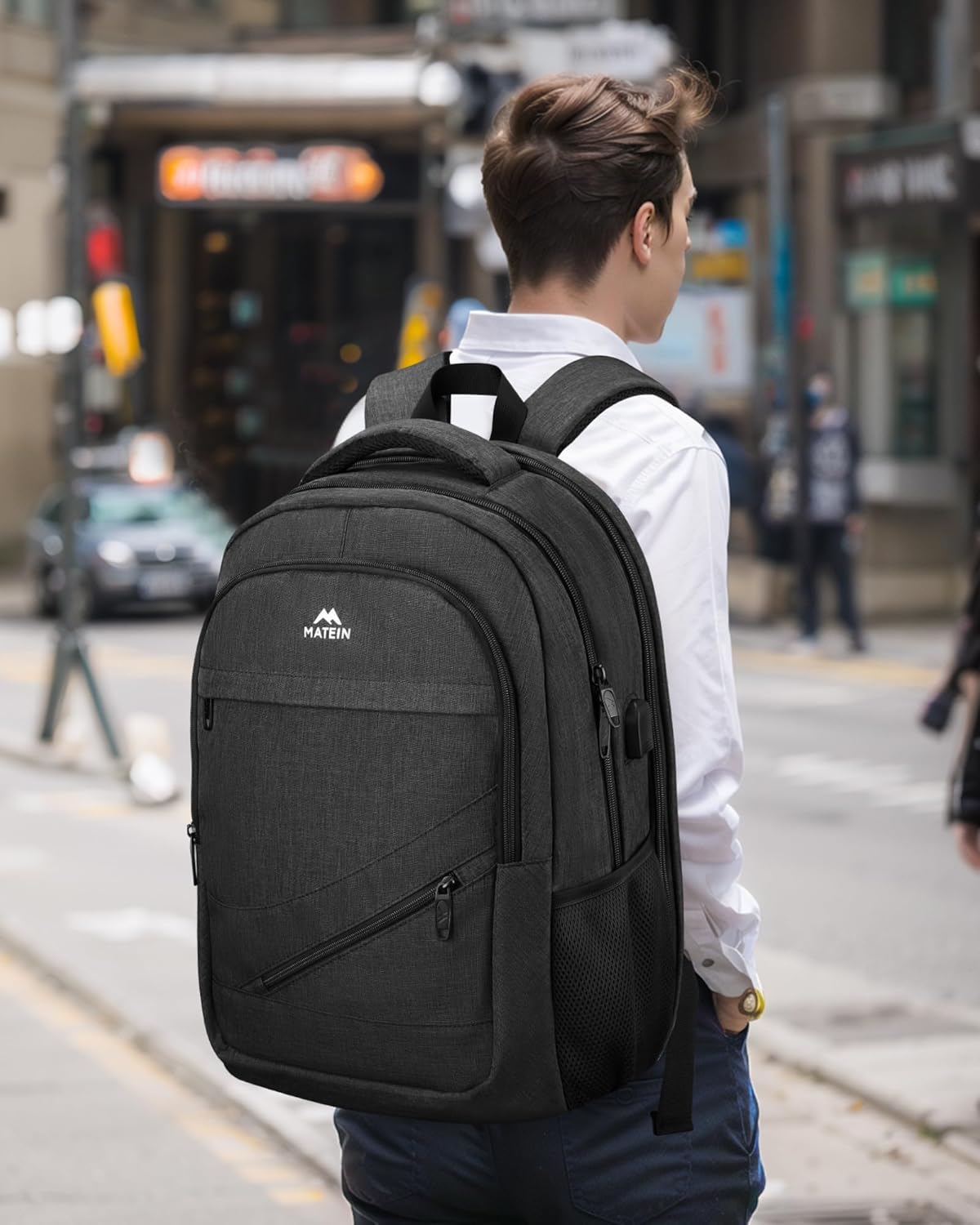 MATEIN 18.4 Inch Laptop Backpack 50 L, Extra Large Anti Theft Carryon Backpack TSA Approved, Work Business Bag with Multiple Compartments & Luggage Strap for Travel, Gifts for Men Women, Black