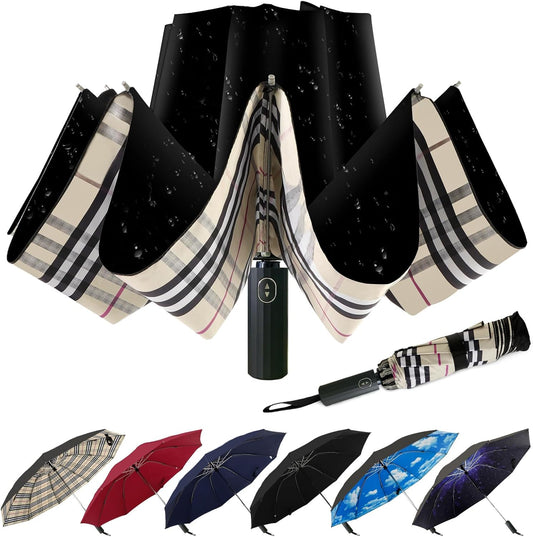 LLanxiry Compact Travel Umbrella, Mini Windproof Umbrellas for Rain & Sun, Small Lightweight Outdoor UV Umbrella, Portable Folding Umbrellas for Travel