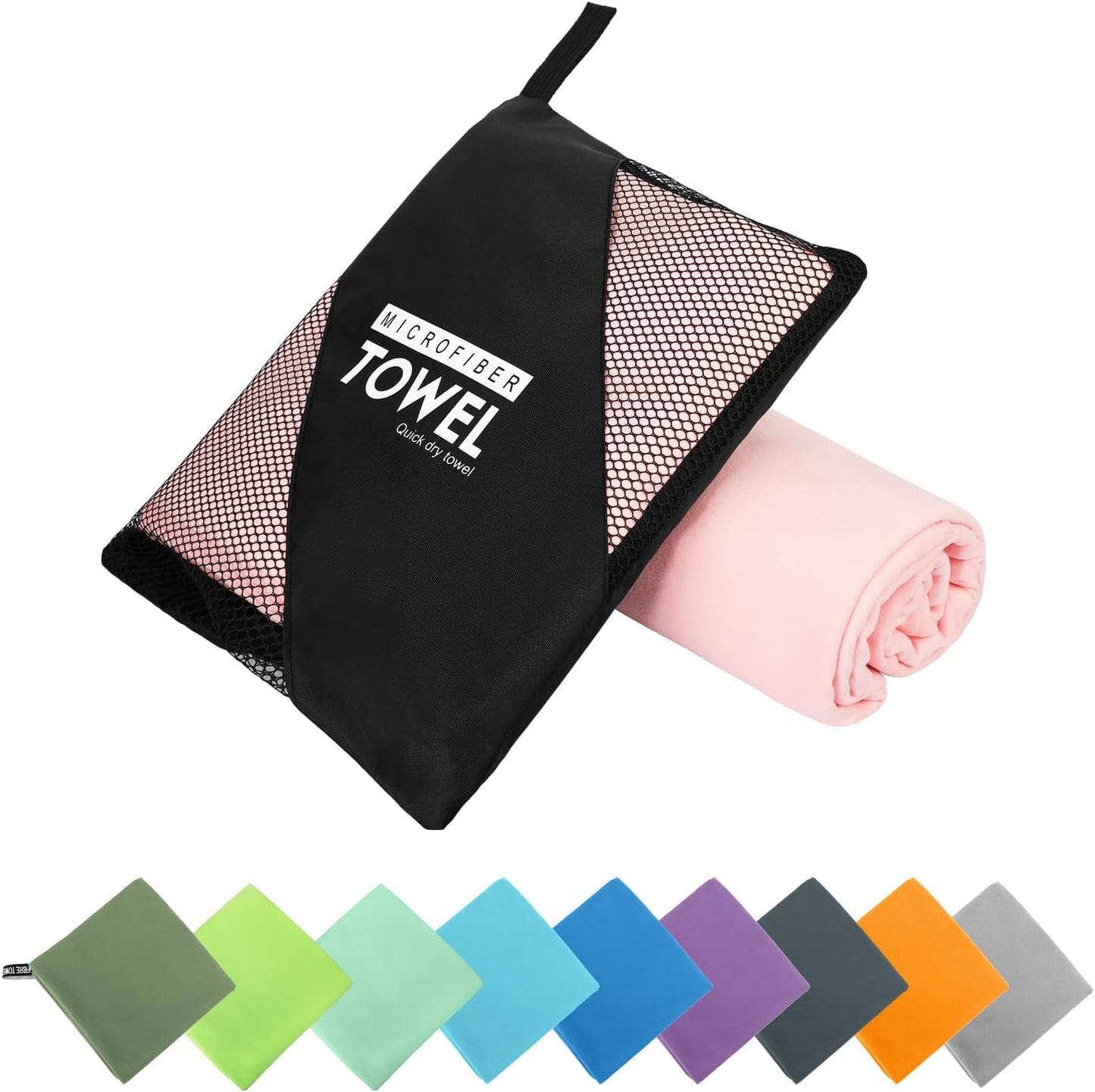 Microfiber Travel Towel, Soft Lightweight Quick Dry Towel, Super Absorbent Compact Travel & Sports & Beach Towels for Camping, Backpack, Gym, Swimming, Yoga, Hiking (M:20"×40" -Pink)