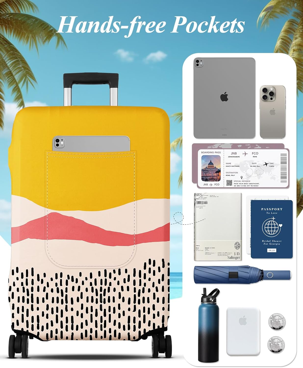 Slohif Luggage Cover for Suitcase Tsa Approved Protector - Luggage Sleeve Large Suit Case Cover Travel Stretch Baggage Case Protective Washable Fit 28-30 Inch Patchwork L