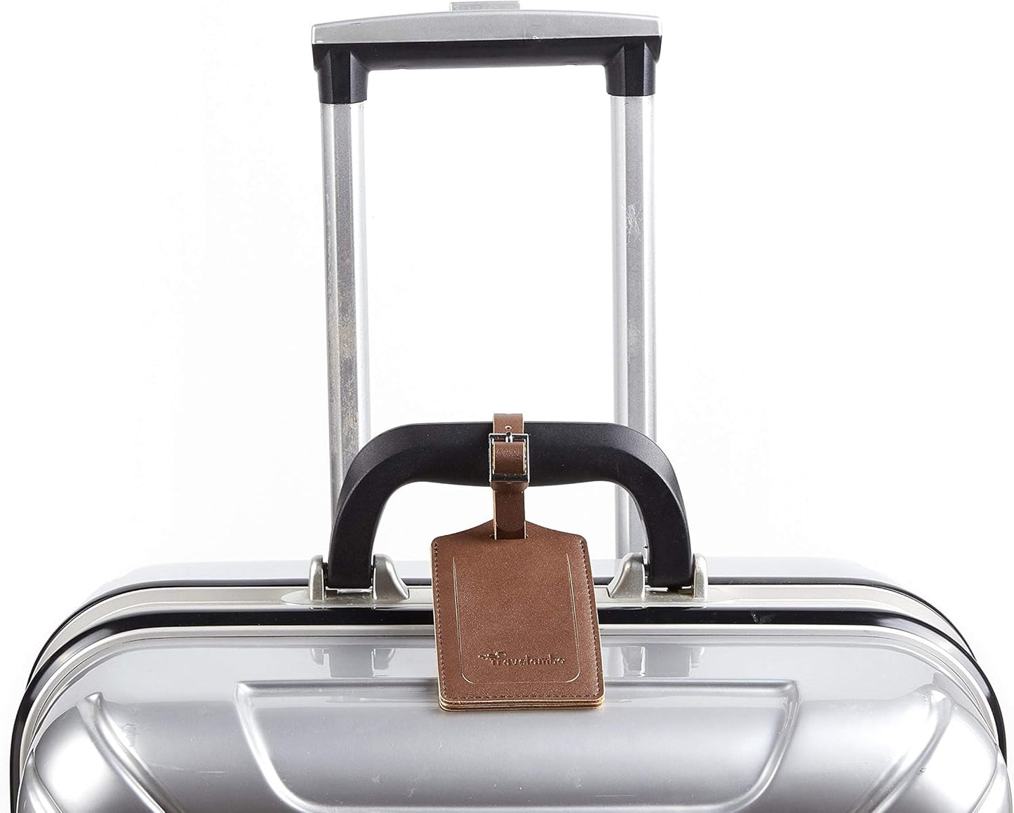 Travelambo Luggage Tags for Suitcases PU Leather Travel Tags Bag Tags Privacy Protection Travel Essentials