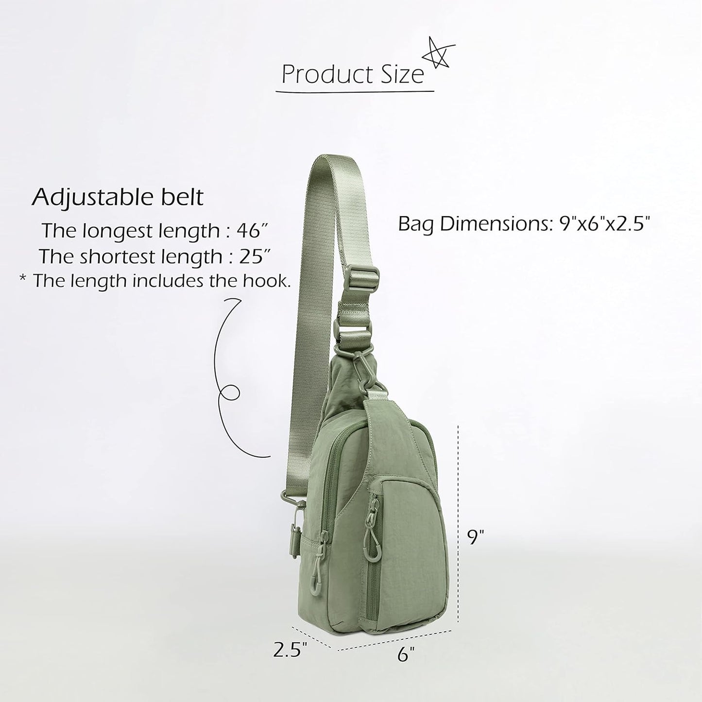 ODODOS Daily Sling Bag with Adjustable Straps Crossbody Chest Bag Lightweight Small Backpack for Casual Traveling Hiking