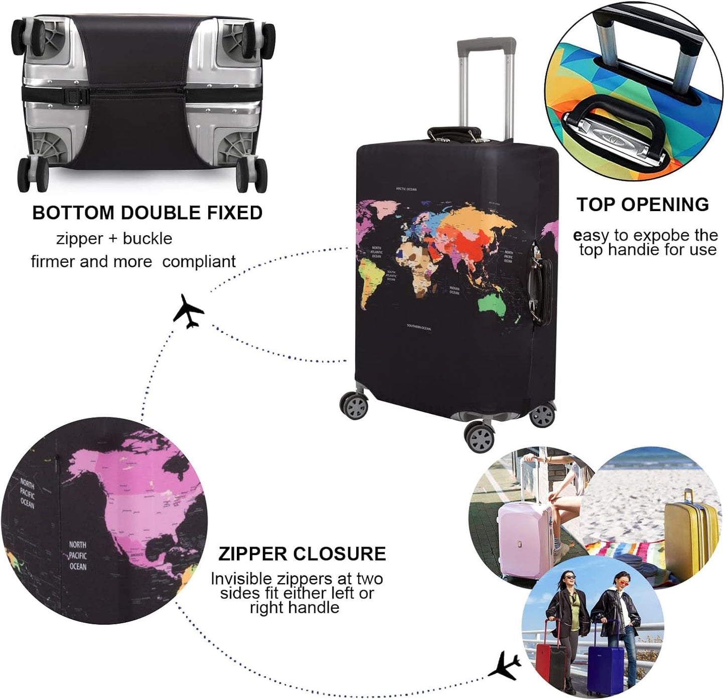 MosaiRudo Thicker Luggage Cover Elastic Suitcase Cover Protector Fits 18-32 Inch Suitcase Travel Accessories (TKM0078, M)