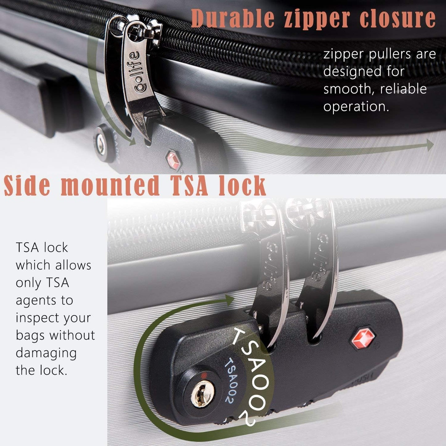 Coolife Luggage Suitcase PC+ABS with TSA Lock Spinner Carry on Hardshell Lightweight 20in 24in 28in(ice blue, L(28IN))