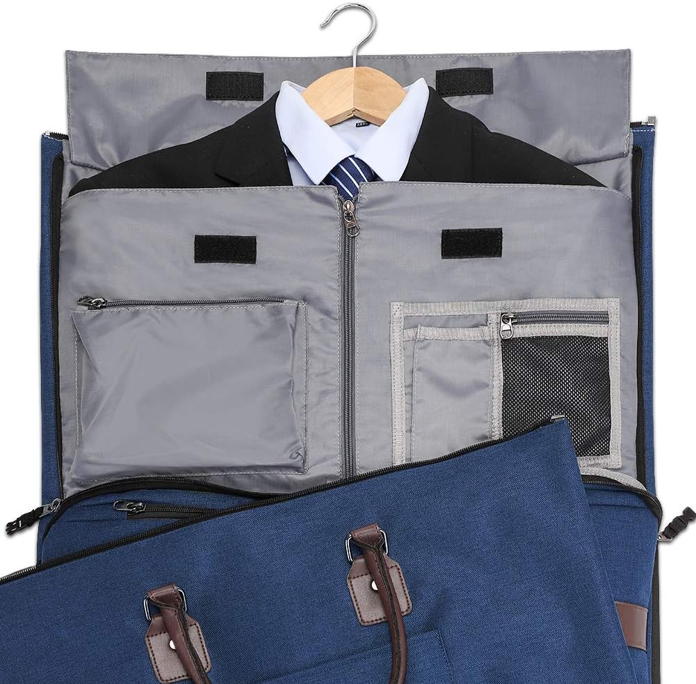 Convertible Garment Bag with Toiletry Bag, Modoker Carry on Garment Duffel Bag for Men Women - 2 in 1 Hanging Suitcase Suit Travel Bags, Blue