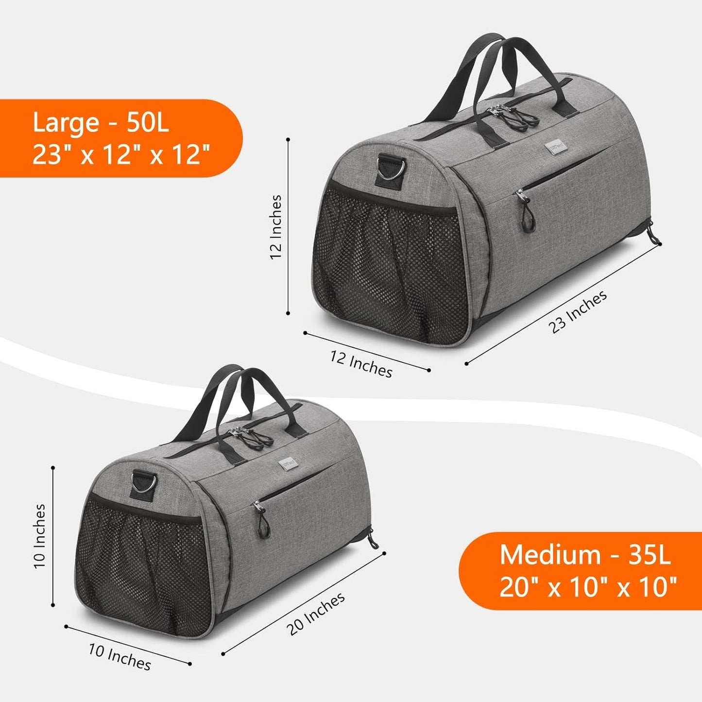 TOPDesign Gym Bag for Women & Men, Unisex Duffel Bag with Shoe Compartment & Wet Pocket for Travel Sports Gym (M Textured Grey)