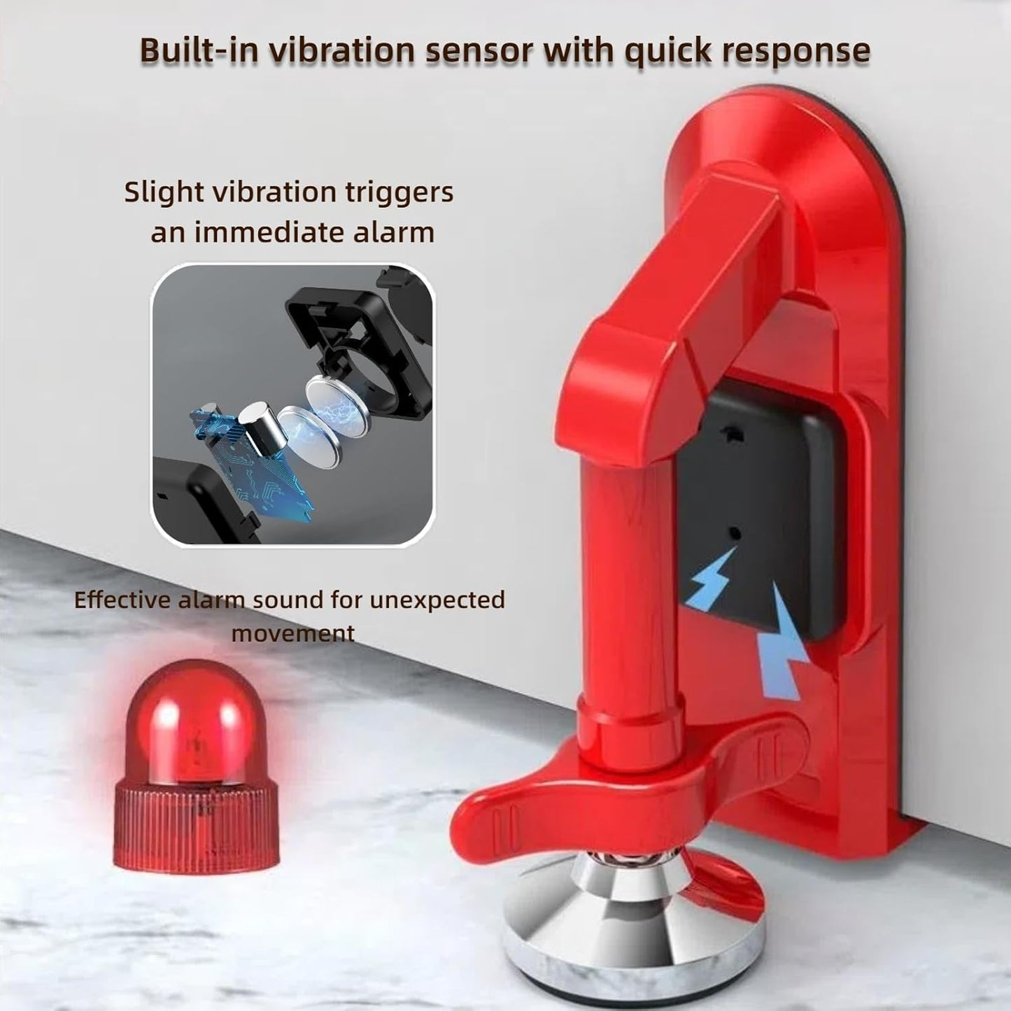 Portable Alarm Door Stopper, Portable Door Jammer, Travel Anti Theft Door Blocker, No Drill Door Stoppers Security for Home, Apartment, Office, Hotel, Travel, Portable Door Lock for Women, Children