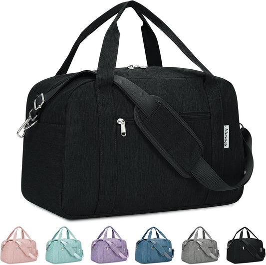 Narwey 18" Carry on Bag Underseat for Airplane Spirit Airlines Personal Item Travel Bag 18x14x8 Small Duffle Bag Duffel Bag Gym Weekender Overnight Bag with Wet Pocket for Women and Men (Black)