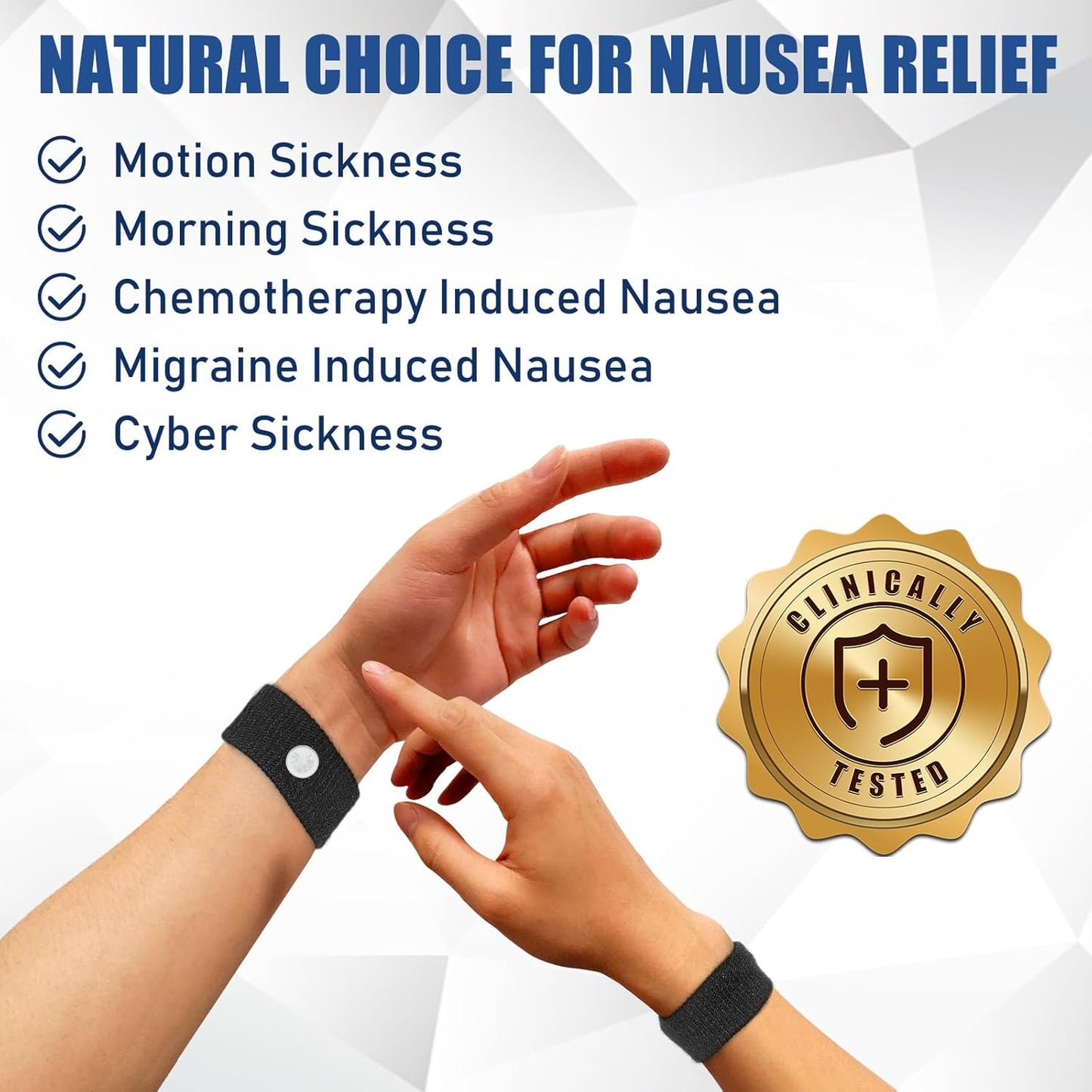 Motion Sickness Bands Anti Nausea Wristband for Adult and Kids Morning Sickness Relief for Pregnant Women Acupressure Nausea Relief for Car, Sea, Air Sickness - 3 Pairs Grey, Black, Black