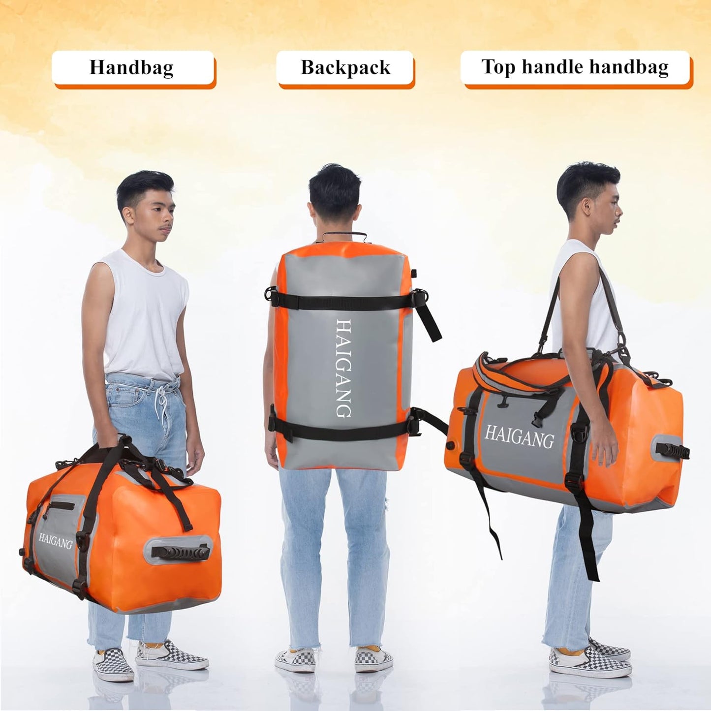 70L Waterproof Duffel Bag Travel Dry Bag, Large Capacity, Adjustable Thickened Straps and Handles, Zip Closure, Air Valve, Keep Equipment Safe, Suitable for Boating Rafting Motorcycle Kayaking