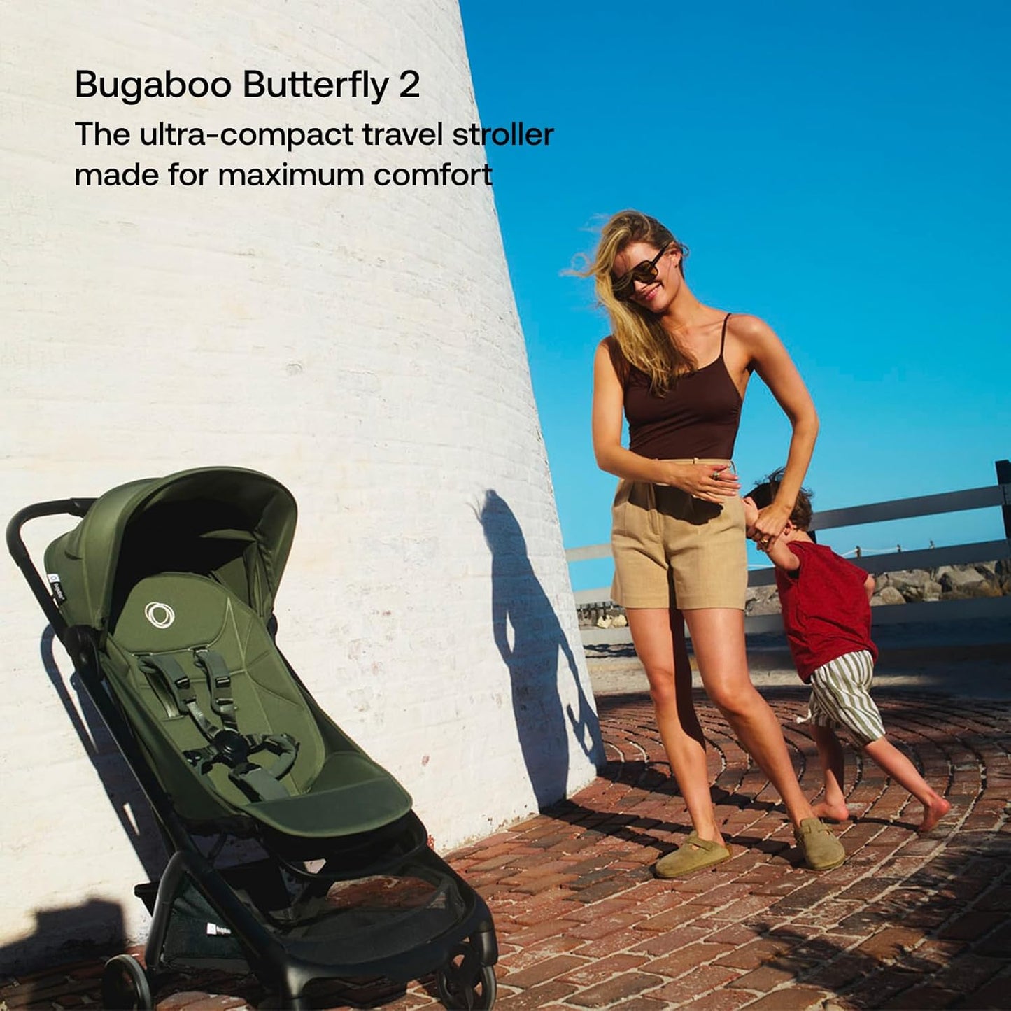 Bugaboo Butterfly 2 Travel Stroller, Ultra-Compact One-Second Fold, Lightweight and Airplane-Friendly (Taupe)