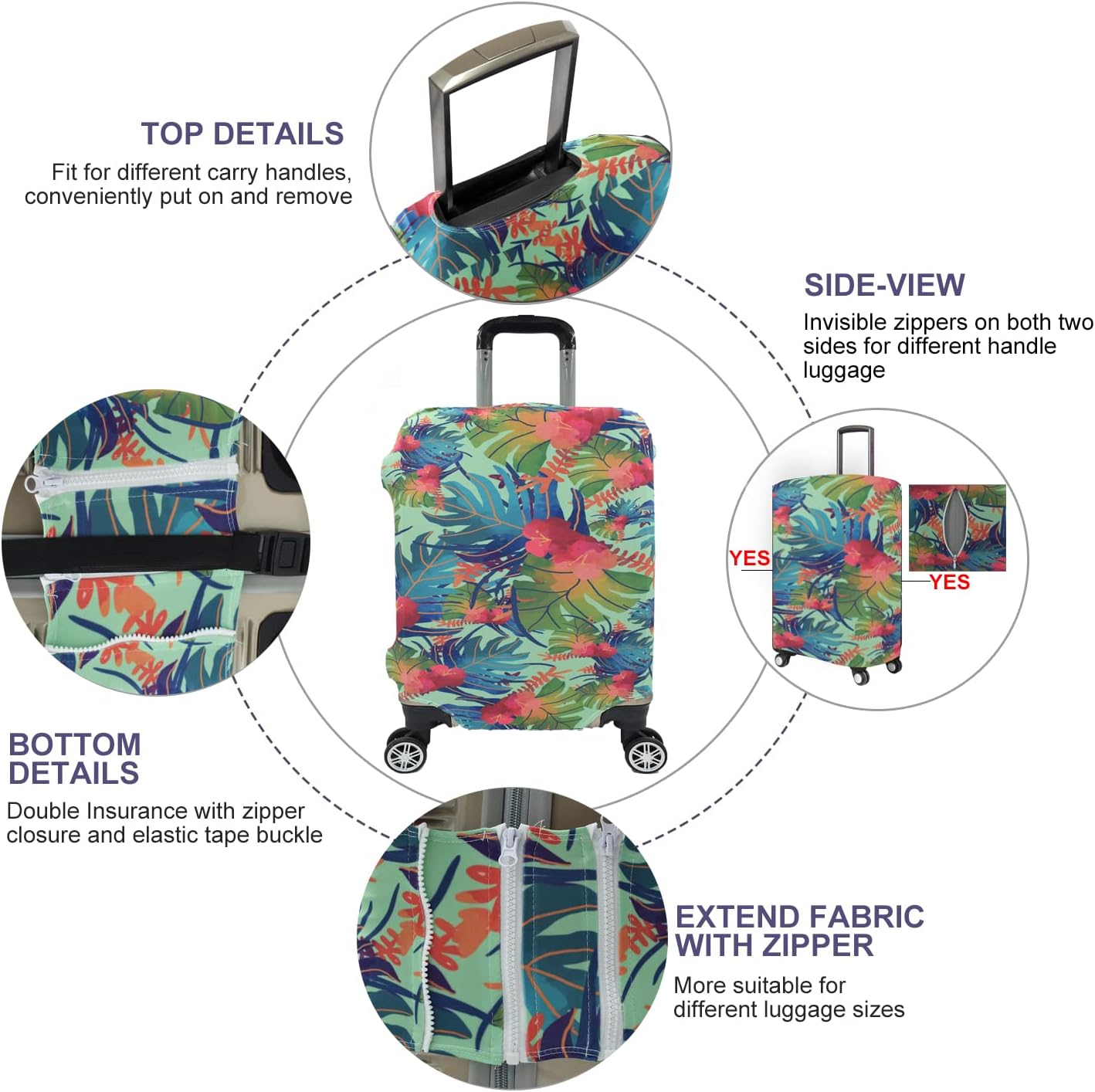 Travel Luggage Cover, Suitcase Protector Bag Fits 29-30 Inch Luggage Colorfulmaple