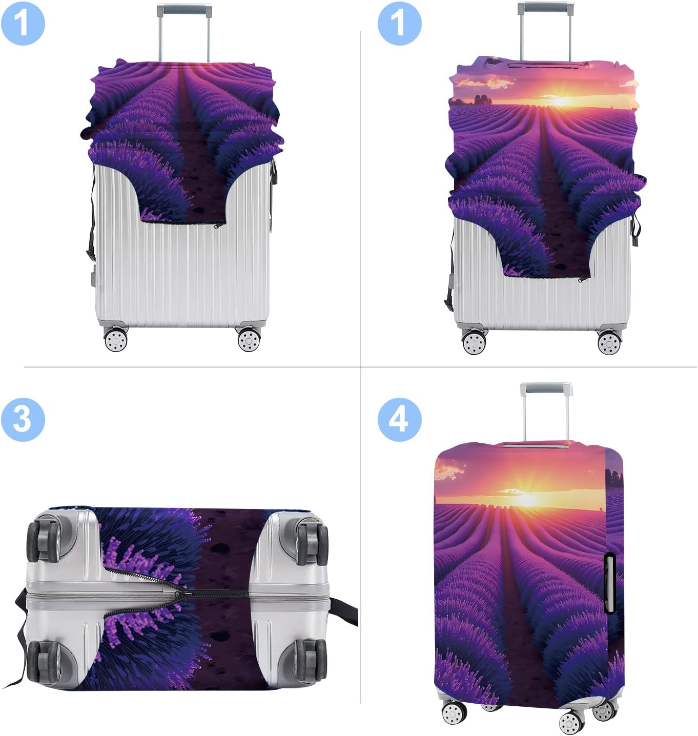 Luggage Cover Washable Suitcase Protector Anti-Scratch,Stretchable Fit for 20-34Inch Luggage Durable Travel Bag Cover with Zipper Closure (Lavender, M(fits 24-26Inch suitcase))