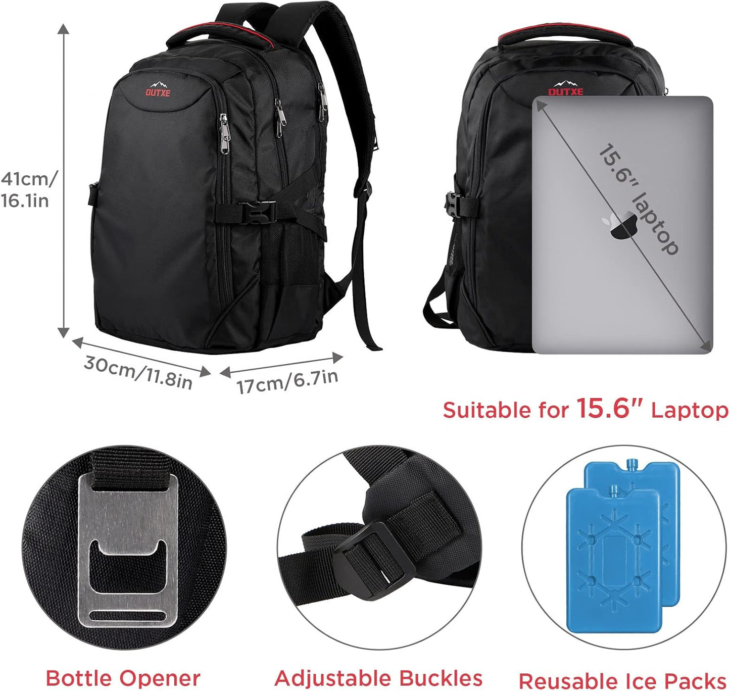 OUTXE Cooler Backpack 22L Insulated Cooler Bag for 15.6" Laptop Lunch Backpack for Work Daily Backpacks