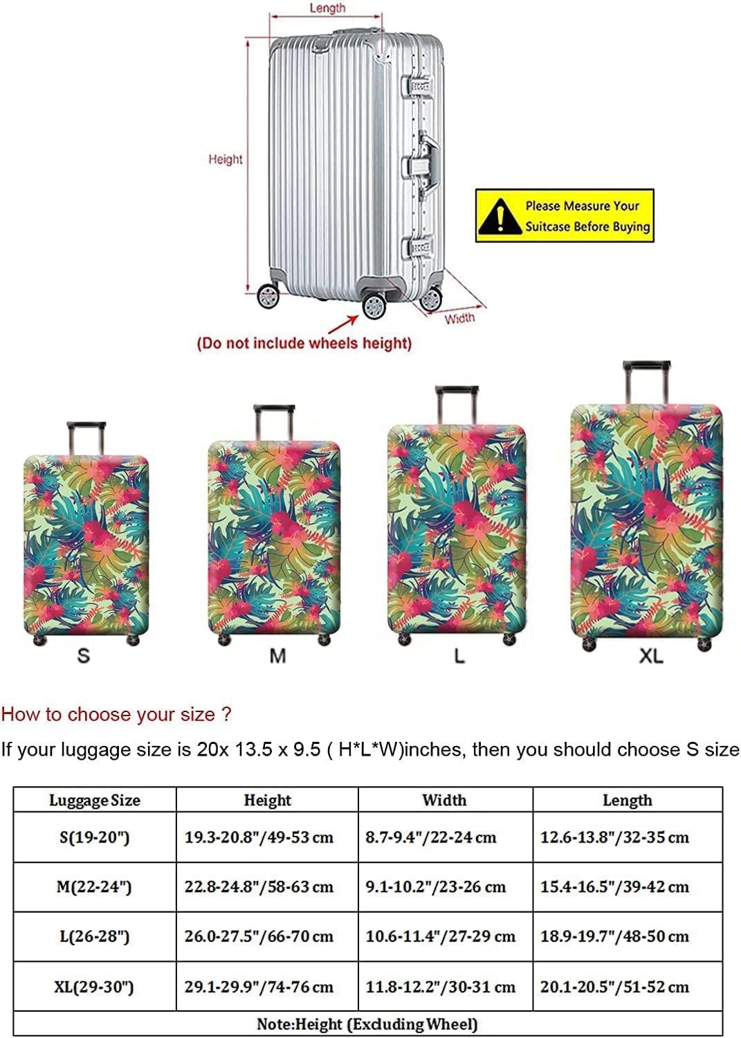Travel Luggage Cover, Suitcase Protector Bag Fits 26-28 Inch Luggage Colorfulmaple