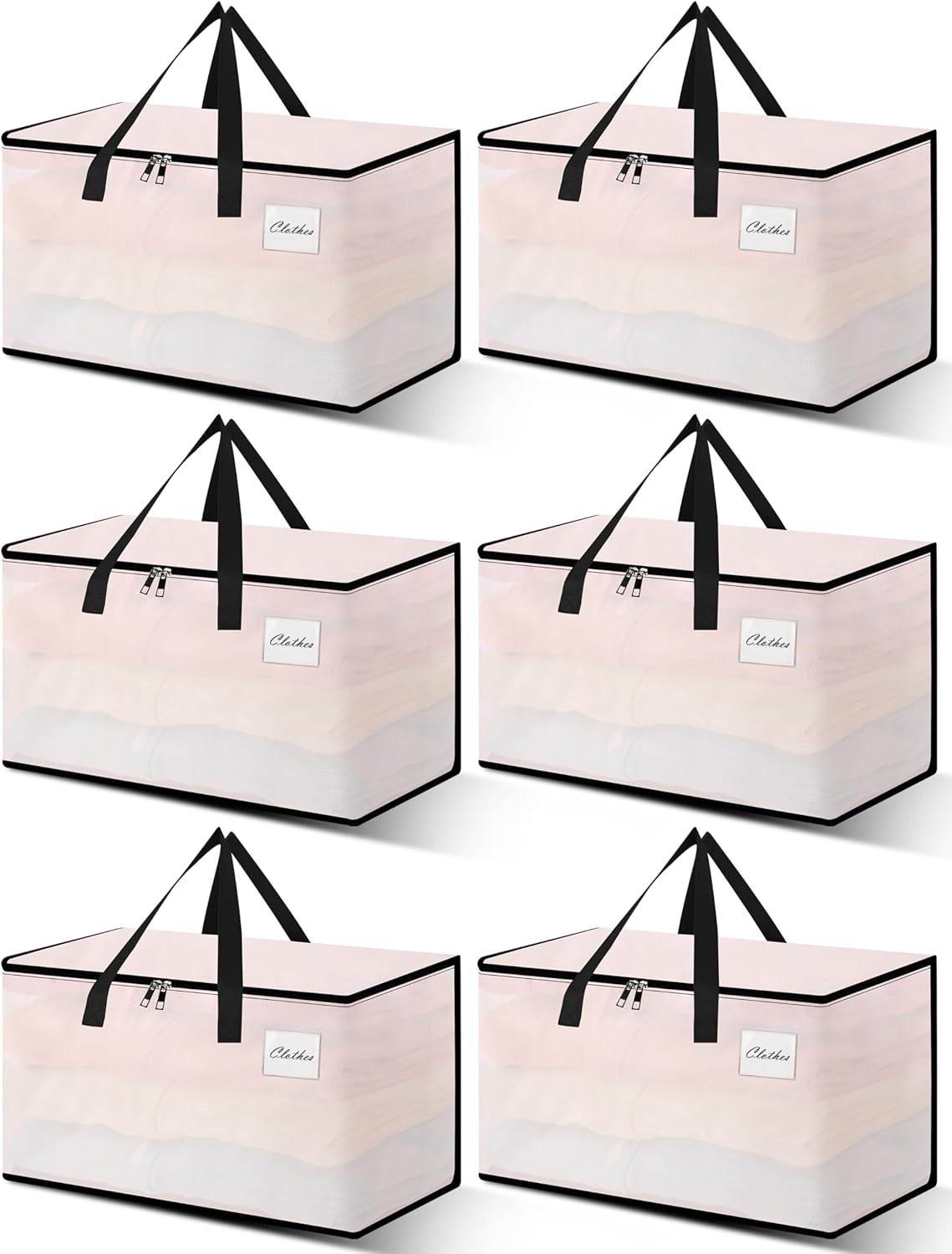 Heavy Duty Moving Bags - Extra Large Packing Bags and Storage Totes, Collapsible and Foldable Option for Moving and Storage, Clear, 125 L - 6 Pack