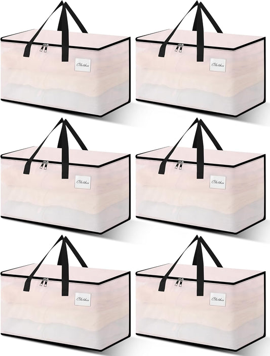 Heavy Duty Moving Bags - Extra Large Packing Bags and Storage Totes, Collapsible and Foldable Option for Moving and Storage, Clear, 125 L - 6 Pack