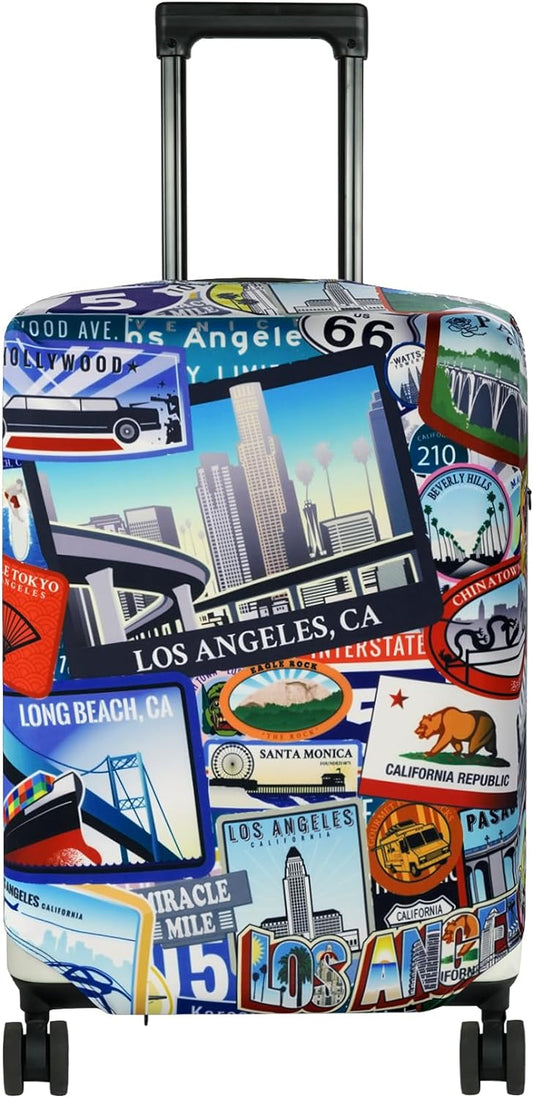 HYPER VENTURE Washable Luggage Cover - Fashion Suitcase Protector Fits 18-22 Inch Luggage (Travel Location, S)