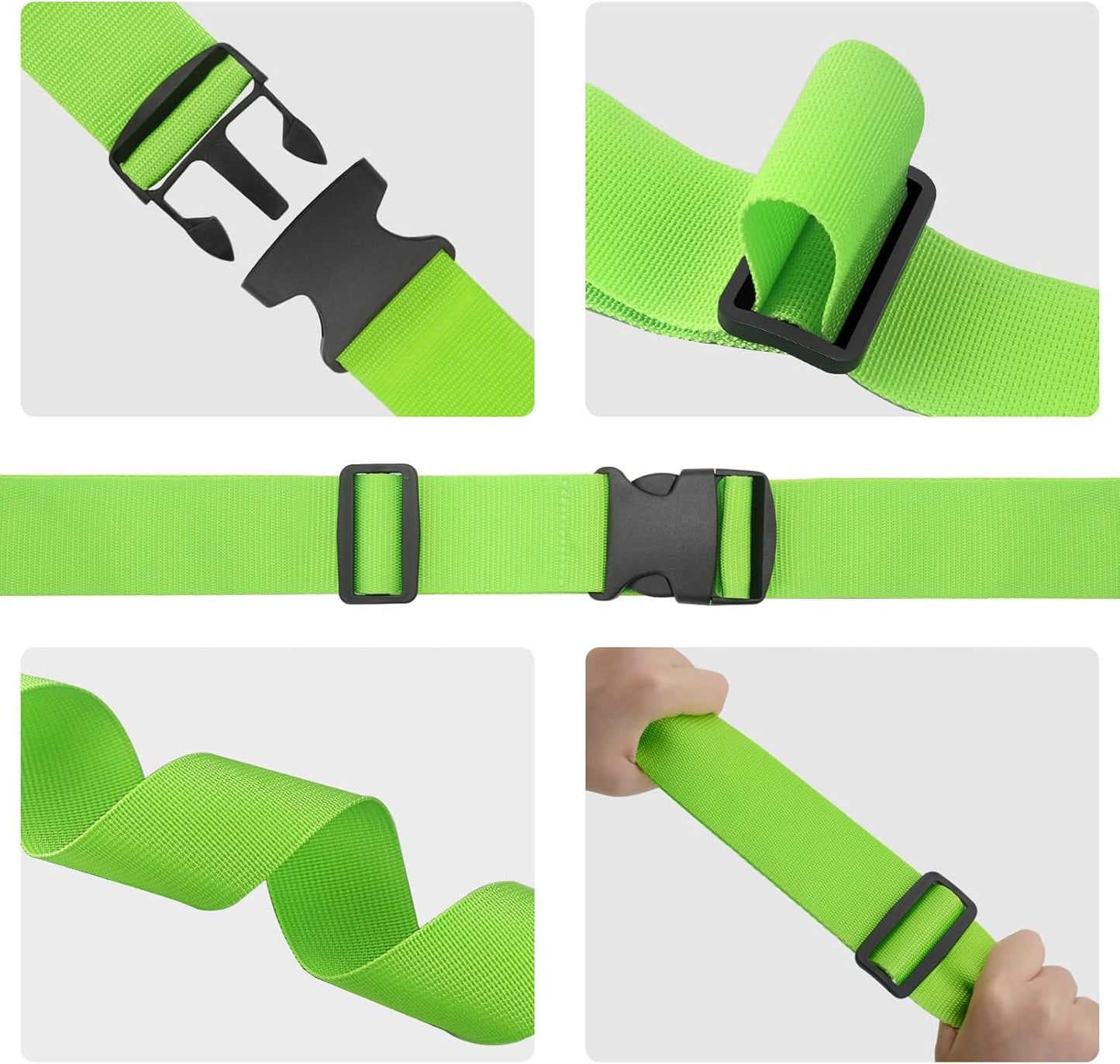 BILIONE 4 Pack Luggage Straps 79" Long Belts Keep Suitcase Secure While Traveling, TSA Approved Add a Bag Premium Accessory for Travel Bag Closure (2PCS Blue + 2PCS Green)