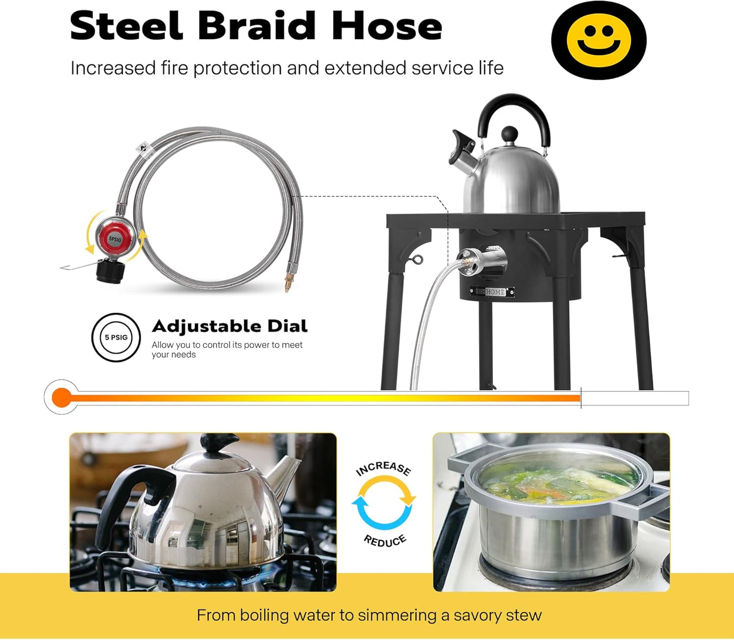 VIVOHOME 100,000 BTU Single Burner Propane Gas Stove, Portable Outdoor Camping Stove with Adjustable Legs, High-Power Cooking Stove for Camping, Backpacking, Backyard, Tailgating