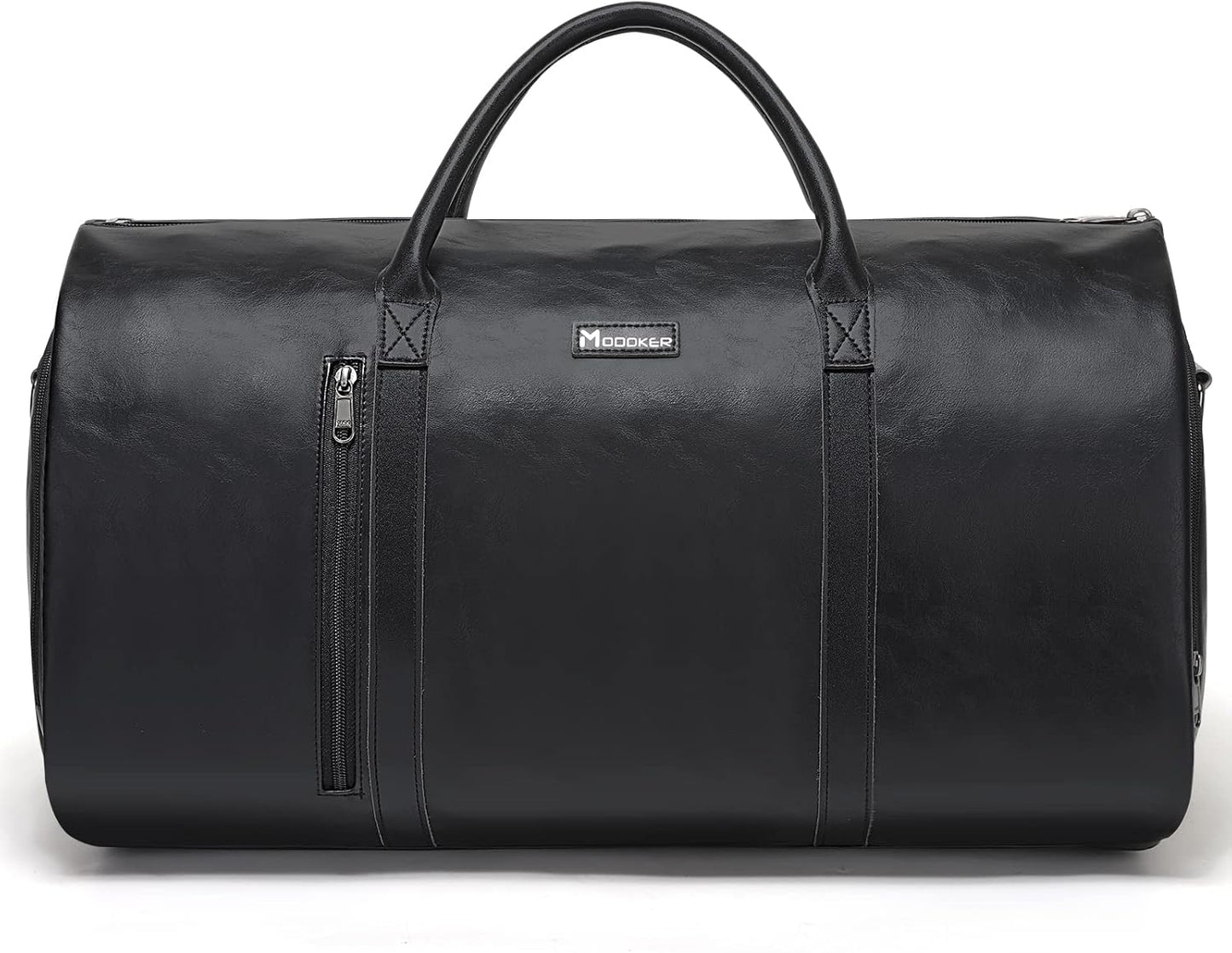 Modoker Convertible Leather Garment Bag, Carry on Garment Bags for Travel, Garment Duffel Bag, Gifts for Men Women Business Waterproof Suitcase Suit Travel Bags, Black