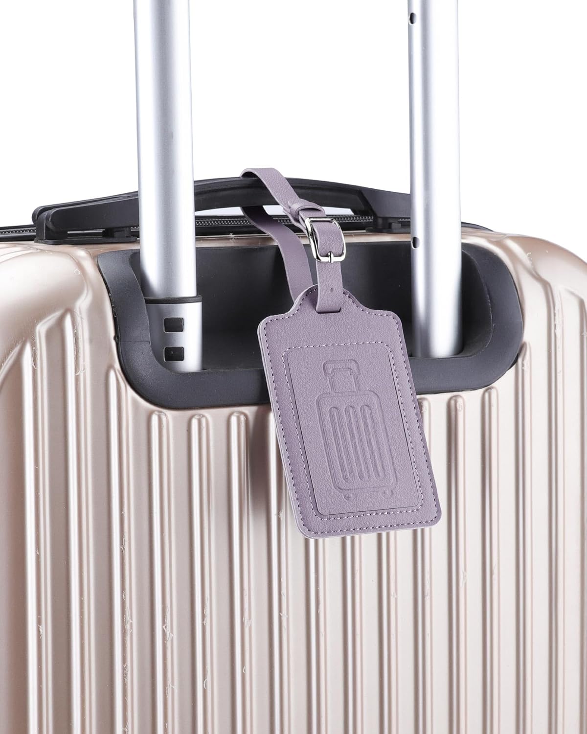 Teskyer Luggage Tags for Suitcases, TSA Approved with Privacy Protection Cover, Premium Faux Leather Bag Tags for Travel - 2 Pack, Purple