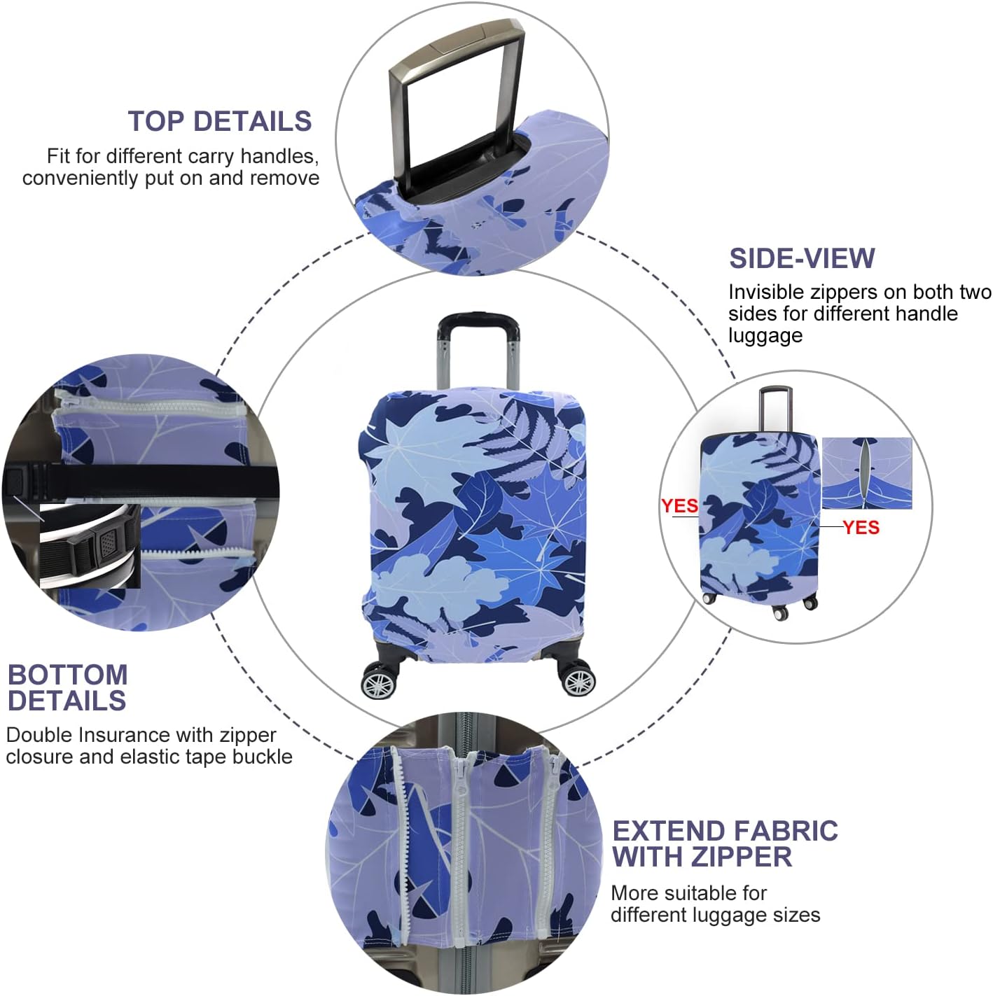 Travel Luggage Cover, Suitcase Protector Bag Fits 26-28 Inch Luggage Bluemaple