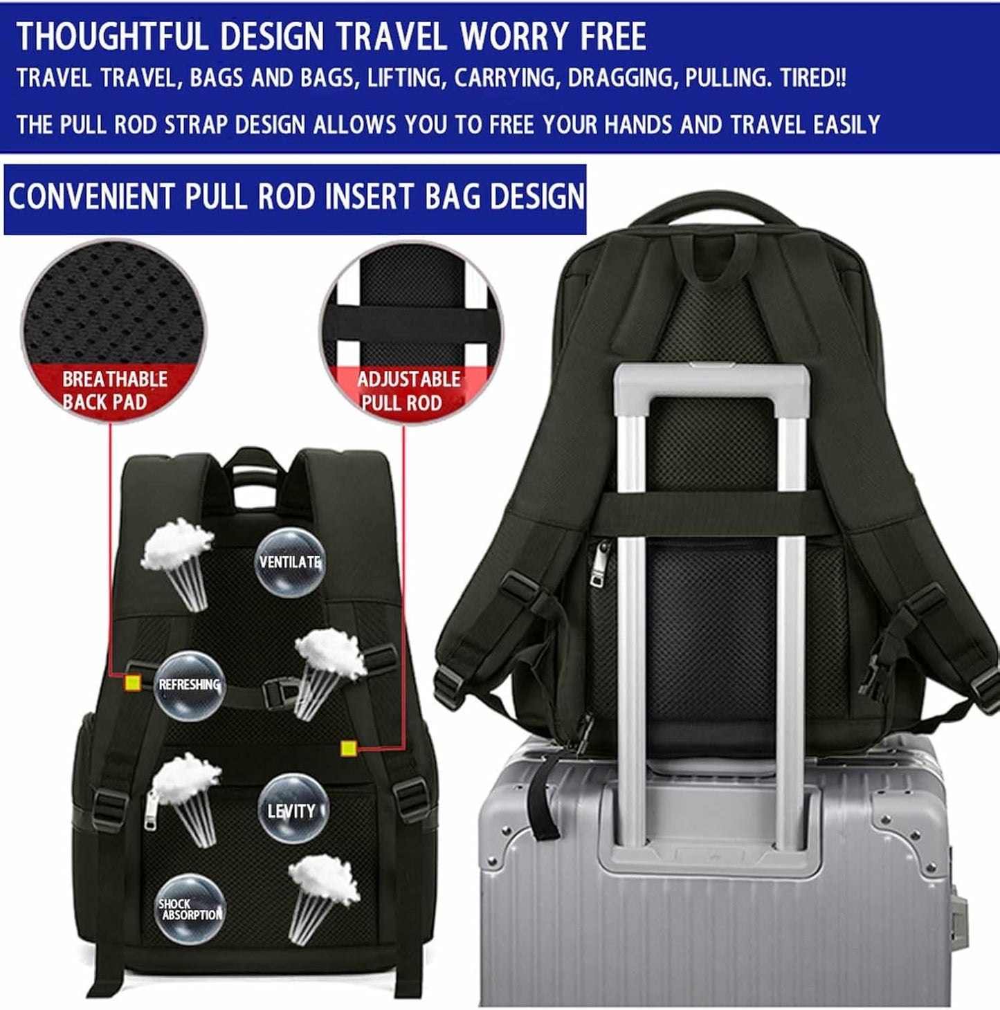 Men's Multilayer Backpack Business Casual Large Capacity Multifunctional Laptop Bag (Grey)