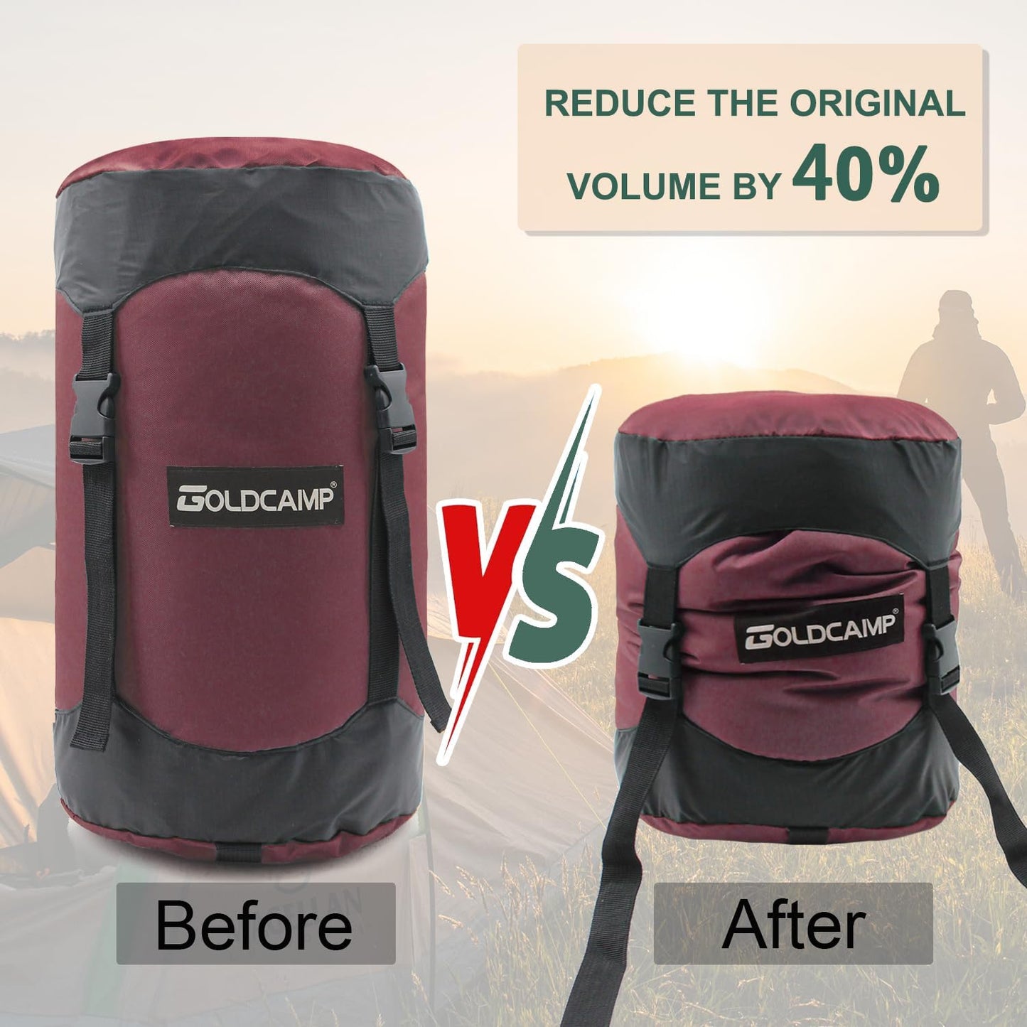 Outdoor Storage Stuff Sacks, Camping Gear Organizer (red, L)