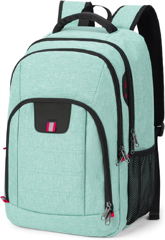 Travel Laptop Backpack, Anti Theft Backpack for Men and Women with USB Charging Port Business Computer Backpack Bag (Green, 15.6 Inch)