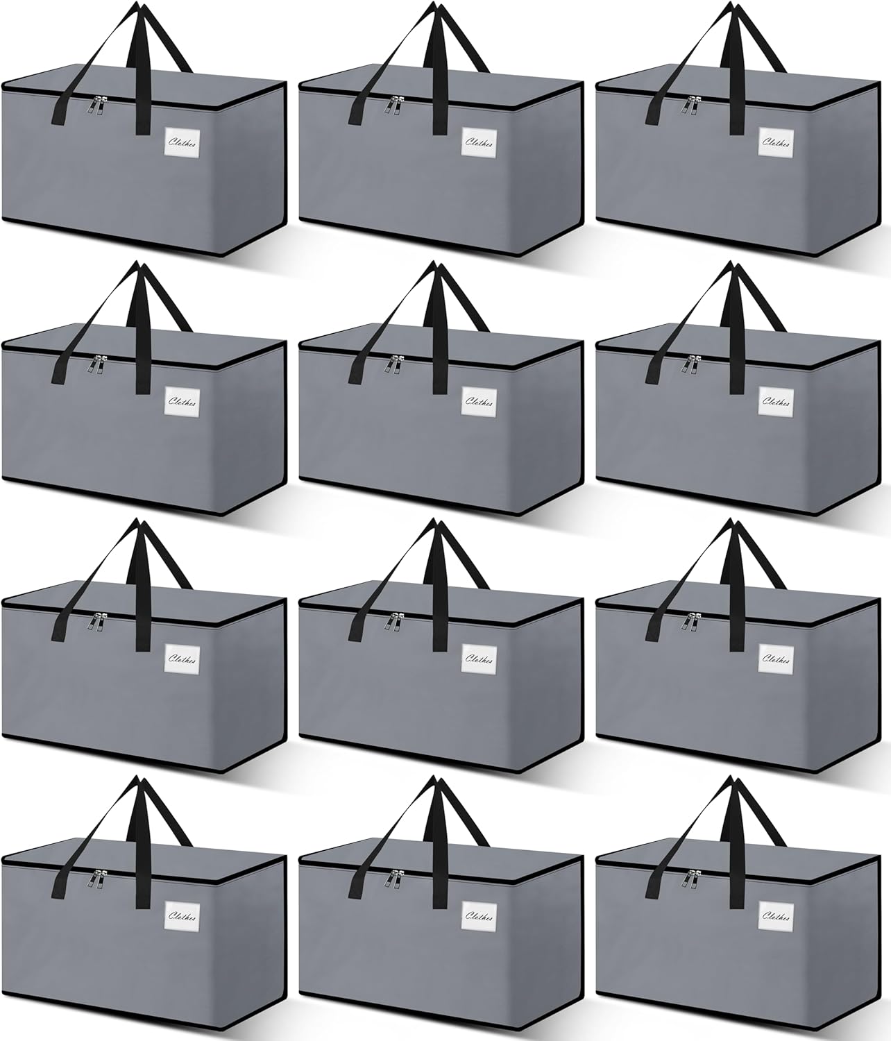 Heavy Duty Moving Bags - Extra Large Packing Bags and Storage Totes, Collapsible and Foldable Option for Moving and Storage, Grey, 93 L - 12 Pack