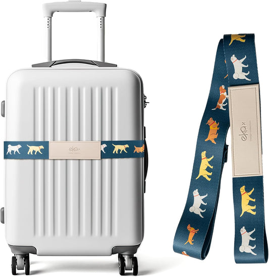 Luggage Straps for Suitcases, Adjustable Luggage Elastic Belt, Travel Essentials for Airport,Station,Vibrant Designs, Puppy