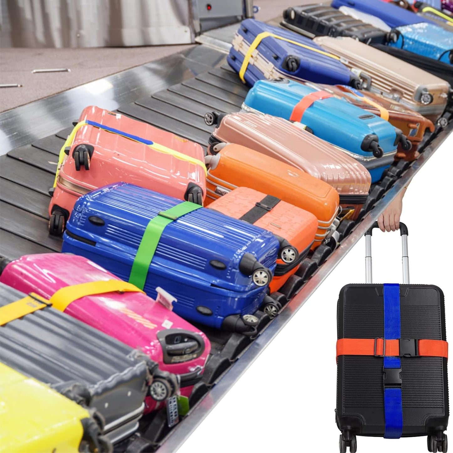 4Pcs Luggage Straps for Suitcase Travel Accessories TSA Approved, 80In Long Belts to Keep Your Suitcase Secure, Adjustable Bag Straps with Quick-Release Buckle for Travel Bag Closure, Yellow