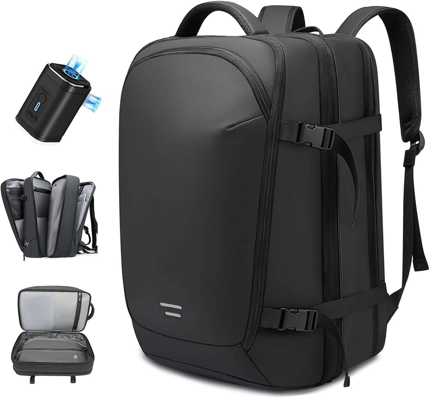 TANGCOLR Vacuum Travel Backpack with Pump for Men Women, 47L Expandable Vacpack Laptop Backpack Flight Approved with Vacuum Compression System