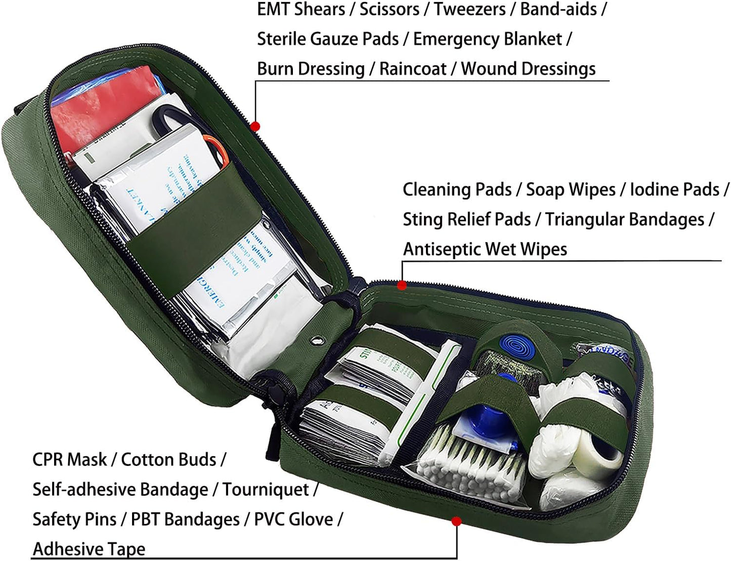Carlebben EMT MOLLE Ifak Pouch Tactical MOLLE Medical First Aid Kit Utility Pouch Olive