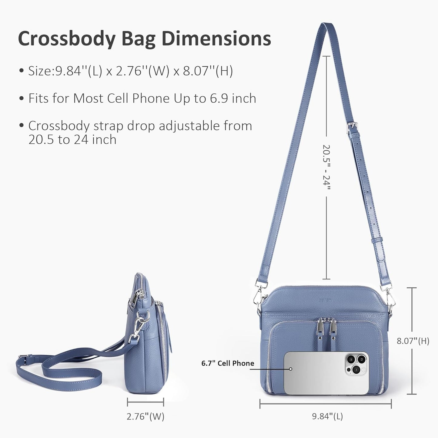 befen Genuine Leather Crossbody Purses for Women, Women's Small Crossbody Shoulder Bag with Built in RFID Wallet
