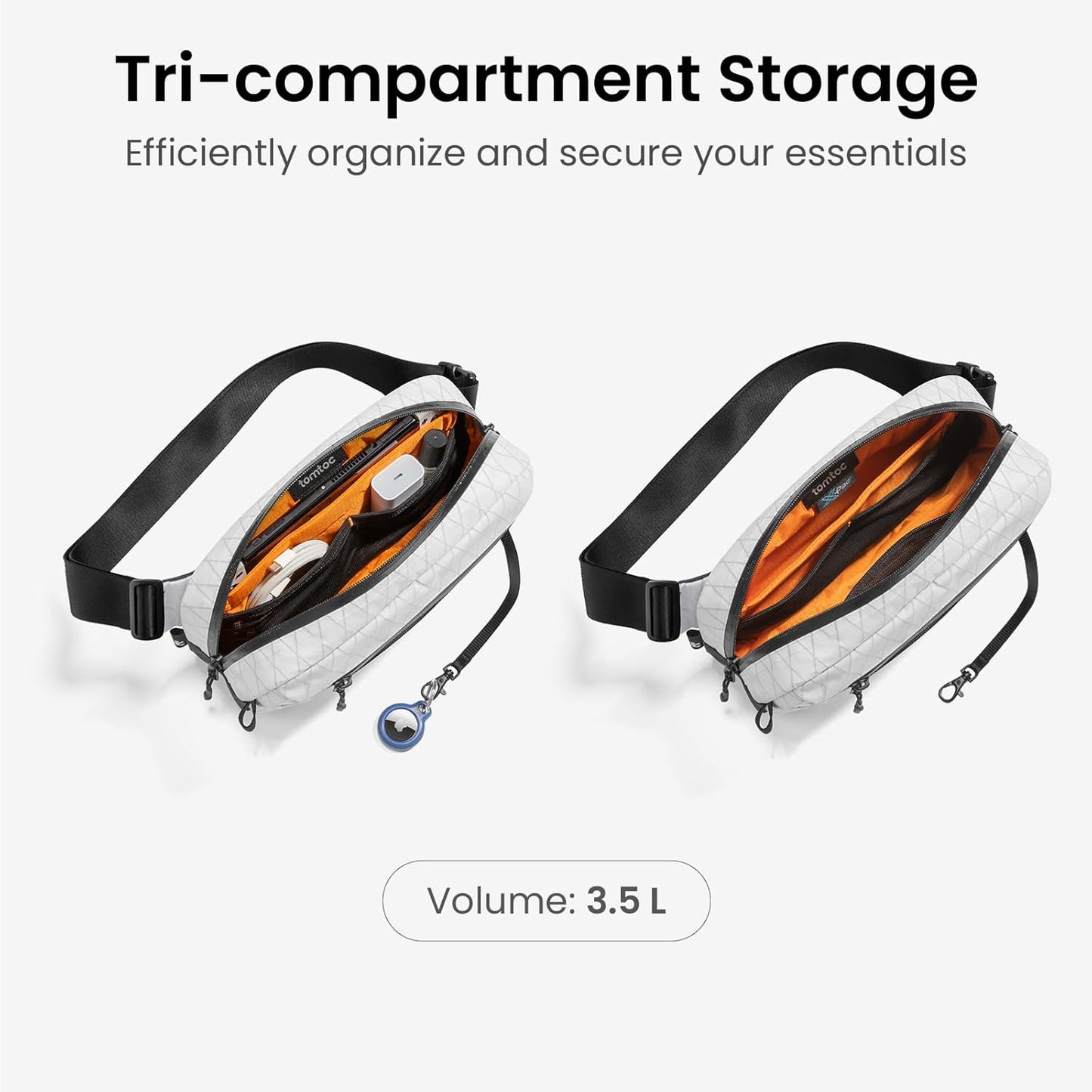 tomtoc 3.5L X-Pac Sling Bag with RFID Blocking, Crossbody Bag Minimalist Chest Shoulder Pack for Men/Women, Water-resistant Lightweight Casual Funny Pack for Travel/Daily Commute