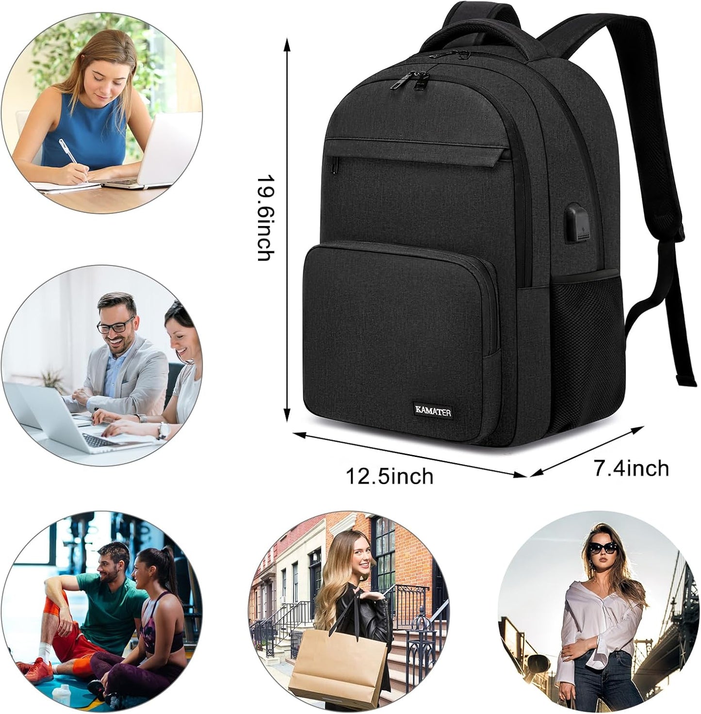 Black Backpack for School, college Backpack for Teens,Students, with 17.3 inch Laptop Sleeve Back Pack for Boys, Large Computer Back Pack with Compartments for Men & Women
