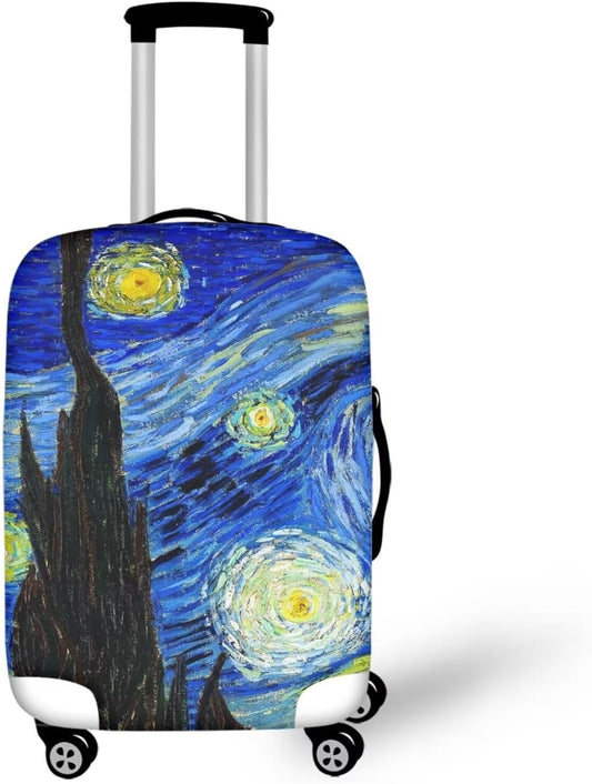 Starry Night Print Travel Luggage Cover Elastic Baggage Protector for Women Girls,Fits 18-21 Inch Washable Suitcase Covers